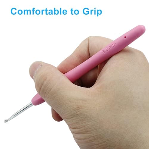 suiwotin 3pcs/Set 2mm/2.5mm/3mm Crochet Hook, Aluminum Crochet Hook Set, Rubber Handle Ergonomic Knitting Needles for Yarn DIY Crafts Projects — view 3