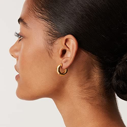 PAVOI 14K Yellow Gold Plated Lightweight Chunky Open Hoops - Gold Hoop Earrings for Women - 20mm Thick Infinity Hoops Women Earrings — view 4
