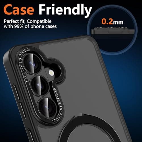 Avocase for Samsung Galaxy S26 Camera Lens Protector, Individual Metal Ring Tempered Glass Lens Cover, [Strong Adsorption] Scratch Resistant Ultra-Thin HD Clear Lens Cover, 1 Set-Black Ring — view 5