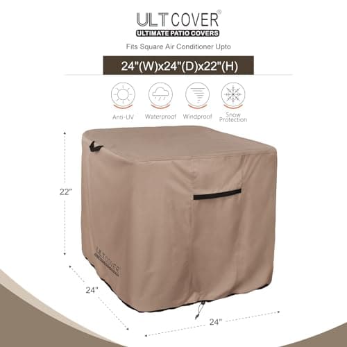 ULTCOVER Waterproof Square Air Conditioner Cover for Outside AC Units Size Upto 24W x 24D x 22H inch