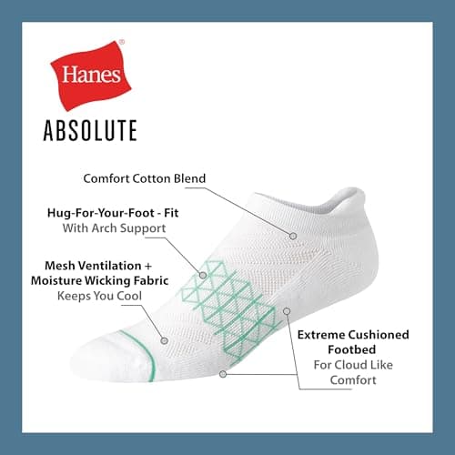 Hanes Men's Heel Shield Socks Pack, 4-Pair Pack, Absolute Active Moisture-Wicking Cushioned Seamless Men's Socks — view 3