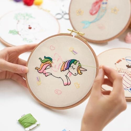 10 PCS Beige Natural Cotton Embroidery Fabric Cloth (9.8 × 9.8 Inch) — view 3