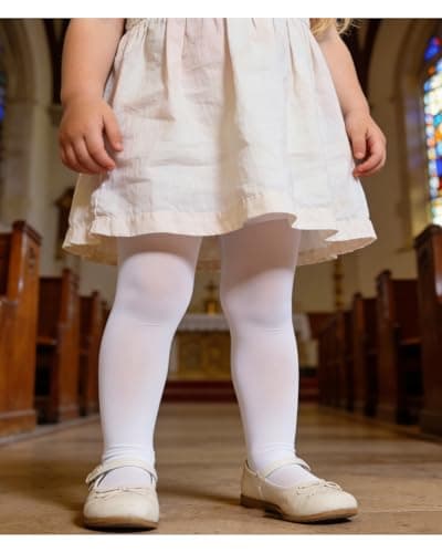 Toddler Tights White Baby Girl Ballet Tights Girls Ultra Soft Dance Tight 6-12 Months Footed Leggings Stockings 2 Pack(White, S)