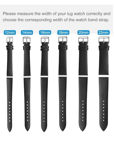 uxcell Black Genuine Leather Band 12mm Width, Flat Thin Elegant Leather Watch Strap for Women