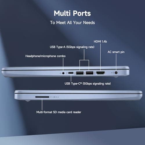 HP 14" Laptop, Intel Processor N150 (Beat i3) 4GB RAM 128GB UFS 1-Year Office 365 Copilot AI Win11 WiFi6 Computer for Creator Business Gaming Student — view 4