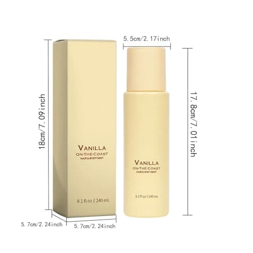 Vanilla Beach Hair & Body Mist Fragrance Spray, Long-Lasting Fresh Scent with Fine Mist, Lightweight Formula for Daily Use, 8.1 fl oz (2pc)