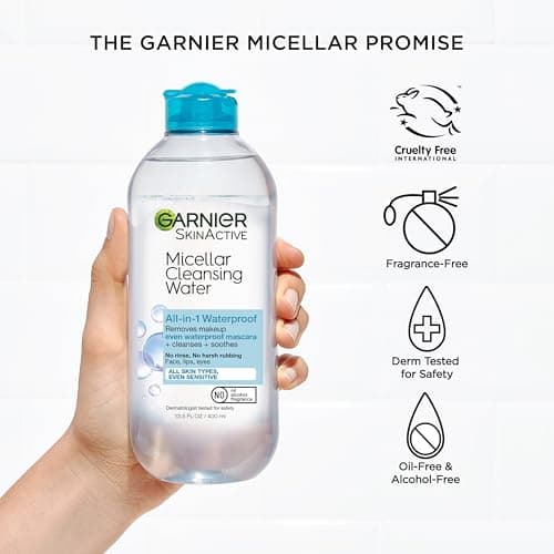 Garnier Micellar Water For Waterproof Makeup, Hydrating Facial Cleanser & Makeup Remover, Suitable for Sensitive Skin, Vegan, Cruelty Free, 13.5 Fl Oz (400mL), 1 Count — view 4