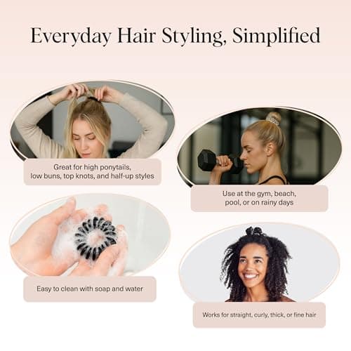 Kitsch Spiral Hair Ties for Women – Coiled Plastic Hair Ties No Damage, Ponytail Holders for Thick and Thin Hair – Creaseless and Dent-Free, Phone Cord Style - Brunette, 8 Pcs — view 5