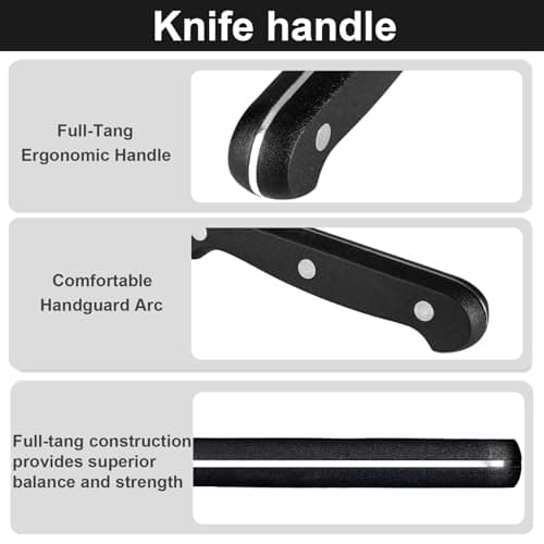 Kitchen Knife, 3-Pcs Knife Set, 8 Inch Chef Knife, 5 Inch Utility Knife, 3.5 Inch Paring Knife, Ultra Sharp Chef's Knives in High Carbon Stainless Steel, Ideal for Cooking, Chopping, Slicing and BBQ — view 2