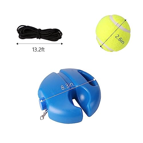 Tennis Trainer Rebound Balls with Rope & Anti-Slide Baseboard – Anti-Tangle String Practice Equipment for Adult Solo Training & Kids Beginners