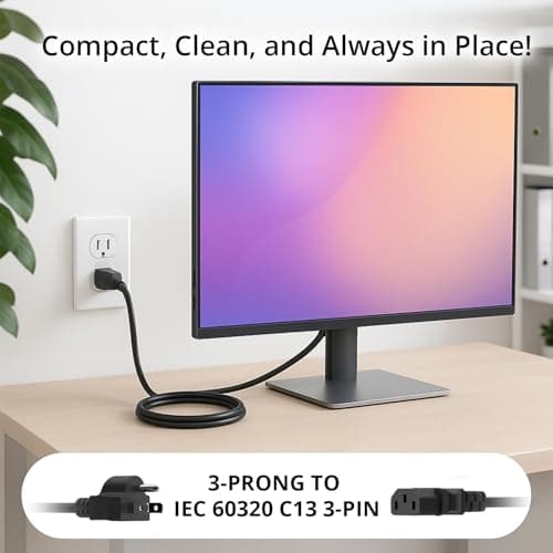 Kado 3 Prong AC Power Cable 1.5m, 5 Feet 125 Volts 10 Amps Power Cord — view 5