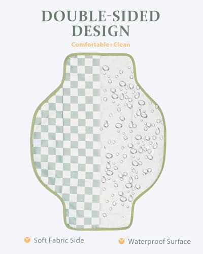PZU Portable Diaper Changing Pad - Waterproof Travel Changing Mat with Built-in Pillow, Gifts for Baby Shower, Newborn Girls & Boys（Sage Checkers） — view 3