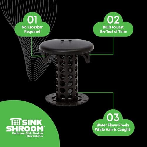 SinkShroom Hair Catcher, Matte Black Bathroom Sink Drain Protector, Hair Snare - Comes with 4 DrainShroom Toss Disposable Drain Snakes — view 4