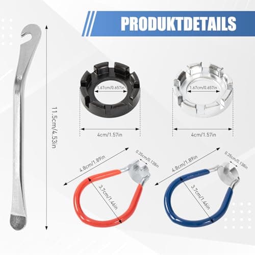 5 PCS Bicycle Spoke Wrench Tool, Portable Bike Tools with Tire Lever, Spoke Torque Wrench Kit for 10-15 Gauge Adjuster Cycling Wheel Tension and Electric Vehicle