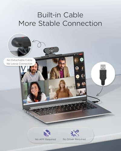 wegear Full HD 1080p Webcam for PC, Laptop & Desktop, Built-in Dual Microphones, Privacy Cover, 85°FOV, Fixed Focus, Plug & Play USB-A Computer Camera for Zoom, Teams, FaceTime, Google Meet, Streaming — view 3