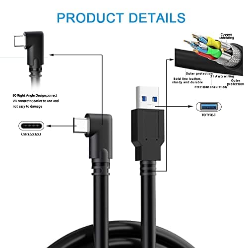 VakiReyy 10FT Link Cable for Oculus Quest 3/Quest 2, High Speed Data Transfer Charging Cable USB 3.0 to USB C Cable Charger for Oculus Quest 2 Accessories VR Headset Gaming to PC — view 2