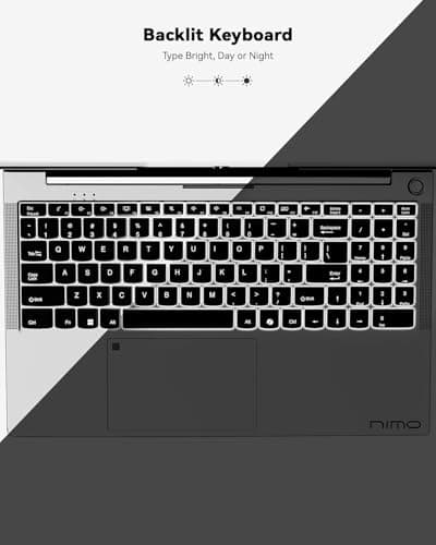 NIMO 15.6'' IPS FHD-Laptop, 16GB RAM 512GB SSD AMD Ryzen 5(Beat i5-1135G7, 4 Cores Up to 3.7GHz) Student Computer with 2 Years Warranty, 65W Type-C, Fingerprint, Backlit Keyboard, 180°Viewing — view 2