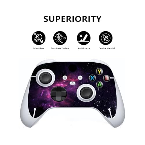 PlayVital Purple Nebula Custom Vinyl Skins for Xbox Series S, Wrap Decal Cover Stickers for Xbox Series S Console Controller