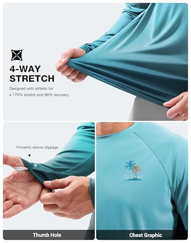 Men's Sun Protection Shirts UPF 50+ Rash Guard for Men Swim Long Sleeve Hiking Fishing Athletic Workout Shirt — view 4