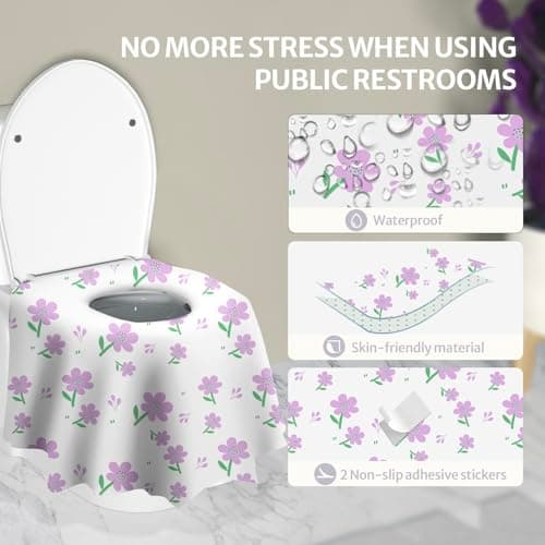 Blissful Diary 20 Pcs Toilet Seat Covers Disposable for Toddlers & Adults, Extra Large Waterproof, Portable Package for Travel, Kids Potty Training(Purple Flowers)) — view 2