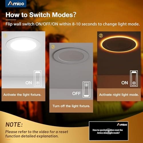 Amico 2 Pack 4 Inch 5CCT LED Recessed Ceiling Light with Night Light, 2700K/3000K/3500K/4000K/5000K Selectable Ultra-Thin Lighting, 10W=90W, 700LM, Dimmable Canless Wafer Downlight - ETL&FCC — view 2