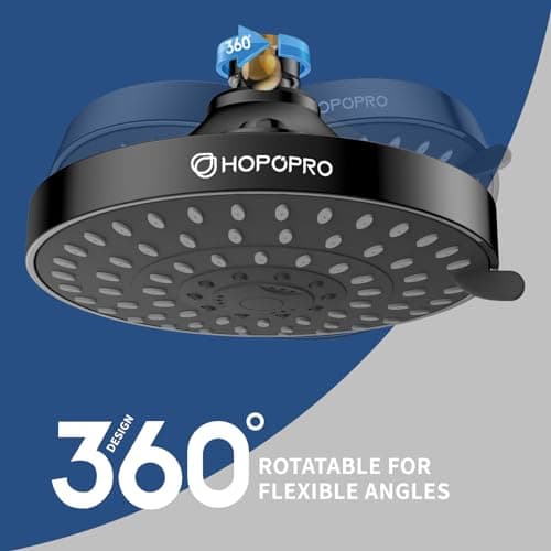 HOPOPRO 5-Mode High Pressure Shower Head - The Washington Post, NBC News, Today TV Show Recommended - High Flow Fixed Showerheads (6 Inch Matte Black) — view 2
