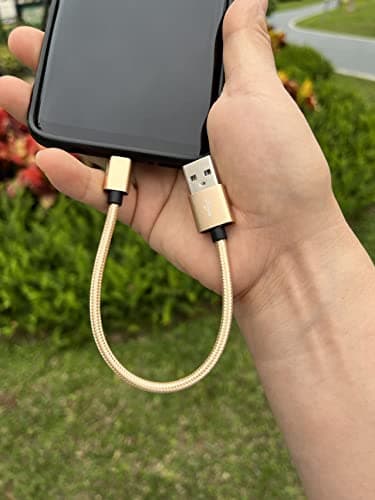 SUMPK Short USB C Cable [4-Pack 8 inch], 3A Fast Charging USB 2.0 Data Transfer to Type C Phone Charger Cord Nylon Braided Compatible with Samsung Galaxy S10 S9, Pixel 3, LG V30, Charging Station — view 5