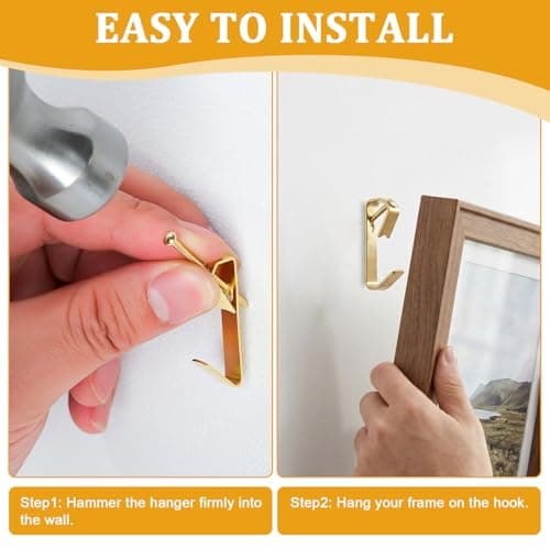 KURUI 214Pcs Picture Hanging Hooks, Renter Friendly Picture Hanging Kit with Heavy Duty Picture Hangers and Hardware Nails, for Frame, Painting, Art and Photo, on Drywall,Plaster, and Wood Wall — view 2