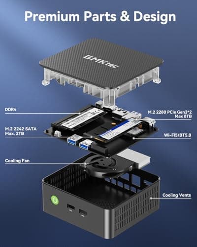 GMKtec Mini PC Computers Intel N95 Processor (Turbo 3.4GHz) 8GB DDR4 256GB SSD Desktop Computer 4K Dual HDMI Display/3x USB3.2/WiFi 5 BT5.0/RJ45 Ethernet Nucbox G3S — view 3
