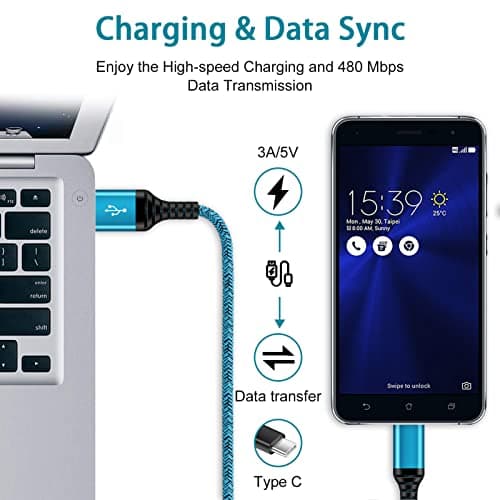 C Charger Cord Fast Charging USB Type C Cable Android Charger Cables 6FT 2Pack for Samsung Galaxy S26 S25 S24 S23 S22 S21 S20 Ultra S20+ Note 20 10 S10 S9 Plus A12 A11 A52 Google Pixel 6 5 4 4a 3a XL — view 4