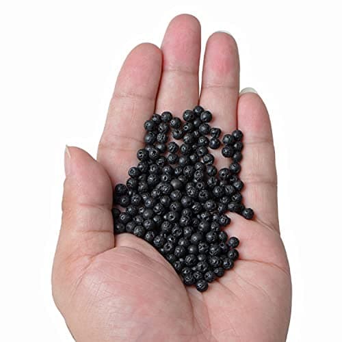 Bymitel 4mm Natural Lava Round Beads Gemstones Genuine with 210pcs DIY Jewelry Making Unisex (4mm 210pcs, Black Lava)