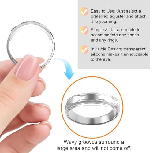 Haiou Ring Size Adjuster for Loose Rings - Clear Invisible Ring Guard, Spacer & Tightener | Sil. Resizer Extender