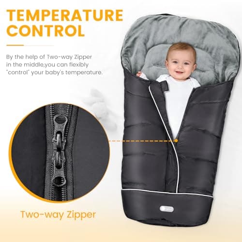 IvyWind Stroller Footmuff Universal, Warm Stroller Cover for Winter, Waterproof Baby Stroller Bunting Bag, Toddler Stroller Winter Sack for Cold Weather, Black — view 2