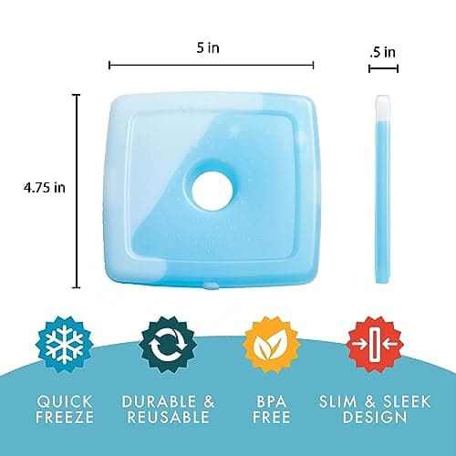 Fit + Fresh Cool Coolers Slim, Reusable Ice Packs for Lunch Bags, Beach Bags, Coolers, and More, Set of 4, Multicolored