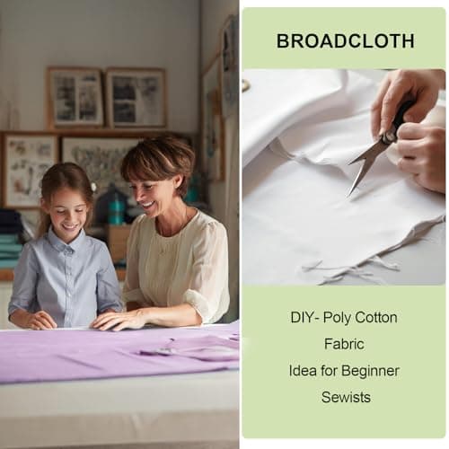 JOSNAAN Cotton Polyester Fabric by The Yard, 57" Wide Broadcloth Soft Lightweight & Breathable Material for Lining, Sewing, DIY(Green, 1 Yard) — view 4
