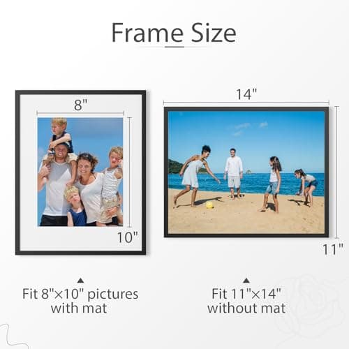 Ceecysaa 11x14 Black Picture Frames Set of 4, Display 11x14 without Mat or 8x10 with Mat for Wall Mounting Display,Showcasing Art Prints, Gallery Wall Frame Set, Home Décor