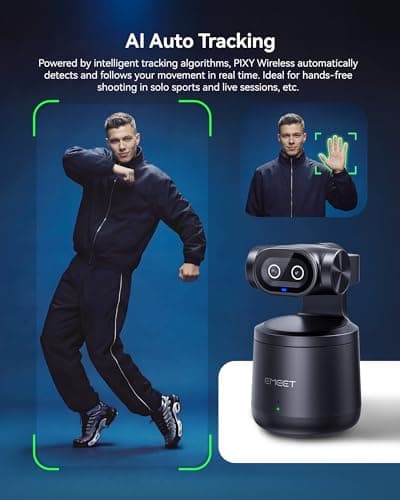 EMEET PIXY Wireless 4K Dual-Lens AI Tracking PTZ Streaming Camera with 1/2.55" Sensor, Gesture Control, Multi-Camera Live & Built-in 48kHz Mic, HDR, Live Streaming for YouTube, Facebook, Twitch — view 3