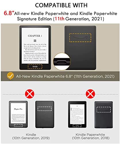 SCSVPN Case for 6.8'' Kindle Paperwhite 11th Generation & Kindle Paperwhite Signature Edition 2021 Release (Model NO.: M2L3EK / M2L4EK), Slim Durable PU Leather Cover with Hand Strap, Auto Sleep/Wake