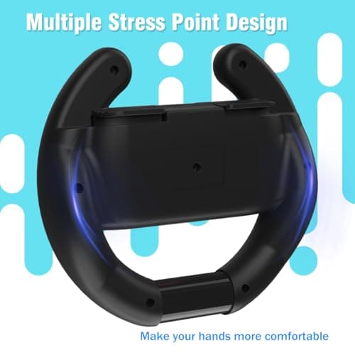 PURBHE Switch Steering Wheel for Nintendo Switch, Racing Wheel to Play Mario Kart 8 Deluxe Compatible with JoyCon, Nintendo Switch 1 Accessories Gift for Mario Kart - 2 Pack Switch Wheels — view 4
