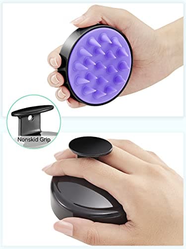 HEETA Scalp Massager for Hair Growth, Head Massager Scalp Scrubber Hair Shampoo Brush Exfoliator with Soft Silicone Bristles Dandruff Removal for Woman Man Dry Wet Use, Black