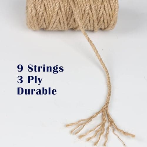 PerkDecor 2Pack 5mm Natural Jute Twine Rope 210 Feet Twisted Heavy Duty Thick Twine for Cat Scratching Post Tree Craft Projects Garden Home Decoration Packing Bundling (Brown-105Feet/Roll) — view 2