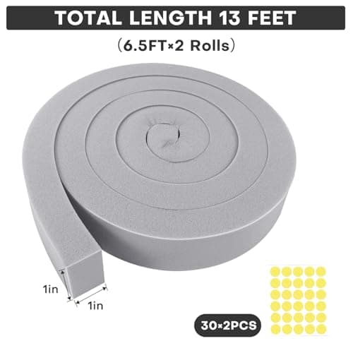 FoamJoy 2Pcs 1" x 1" x 6.5Ft AC Window Seal Kit with Adhesive, Gray Foam Strips for Air Conditioner Window Weather Stripping, Window Units, Doors and Windows Insulation, Energy Saving & Dustproof