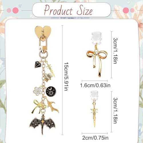 Wxiben Dust Plug Charm Chains for Kindle 3 Pcs Phone Charms with Chain Bracelet Strap Decorating Accessories Gift for Reader Book Lovers Women Men Charms Compatible for E-Reader Type C (Fantasy)