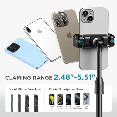 InnoGear Webcam Mount for Desk, Table Telescopic Webcam Stand with Phone Holder for Camera Webcam C922 C930e C920S C920 C615 C960 C920x BRIO 4K NexiGo N60, Right Light, GoPro with 1/4" Thread — view 4