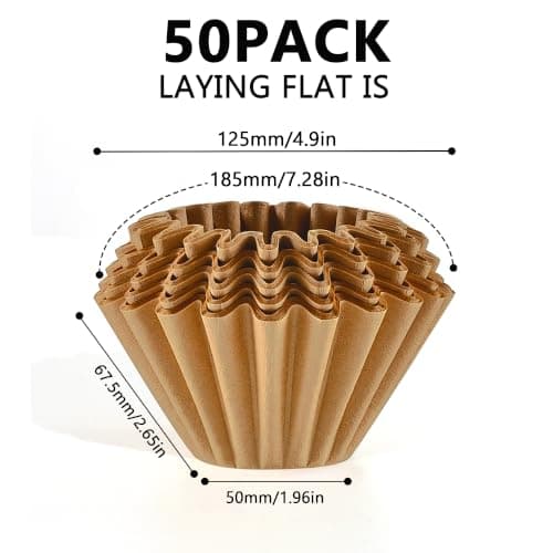 5 Cup Unbleached Coffee Filters Compatible with Mr. Coffee Mini Brew, Coffee Filters for 2-5 Cup Drip Coffee Makers, Ideal for Home, Office & Commercial Use, 50Count, Brown