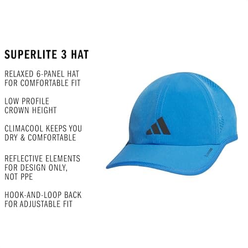 adidas Men's Superlite Hat – Lightweight Moisture-Wicking Cap for Workout and Training, Ray Blue/Black/3, OSFA