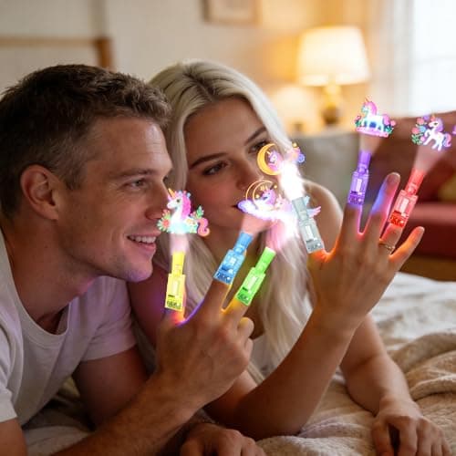24PCS Unicorn Party Favors Finger Lights, 8 Designs Light Up Finger Lights for Birthday Party Favors, Goodie Bag Stuffers Bulk Party Favors, Light Up Party Favors for Gamer Birthday Decorations — view 4