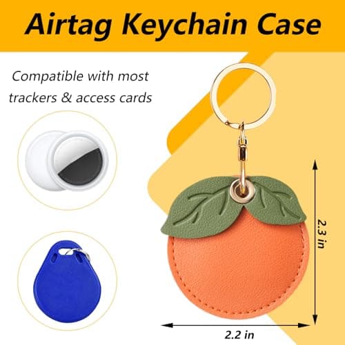 AirTag Leather Keychain Holder Case,Anti-Scratch Apple Air Tag Cover with Key Ring,Protective GPS Tracker Case for Wallet Key
