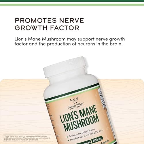 Organic Lions Mane Mushroom Capsules (120 Count), for Focus Support and Immune Health, Third Party Tested and Grown in The USA - by Double Wood — view 3