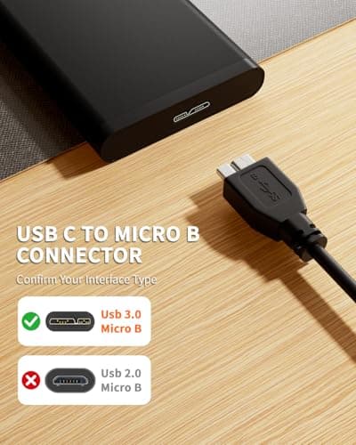 ITD ITANDA Micro B to USB C, 1.5FT USB 3.0 Cable External Hard Drive Cord Compatible with Seagate, WD Toshiba, MacBook Pro/Air, iPad, iPhone, Samsung Galaxy S24 etc — view 5